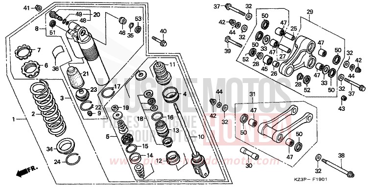 KISSEN, HINTEN (2) von CR250R NEUCLEAR RED (R177) von 1998