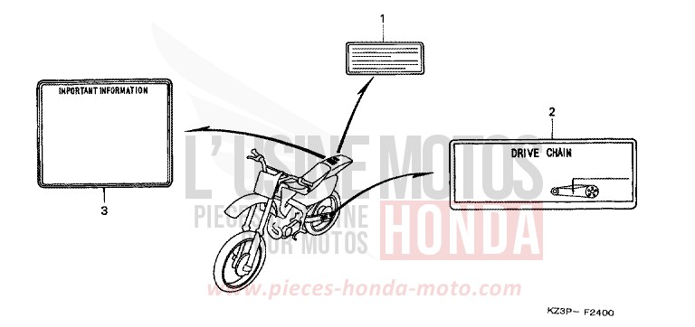 WARNETIKETT von CR250R NEUCLEAR RED (R177) von 1998