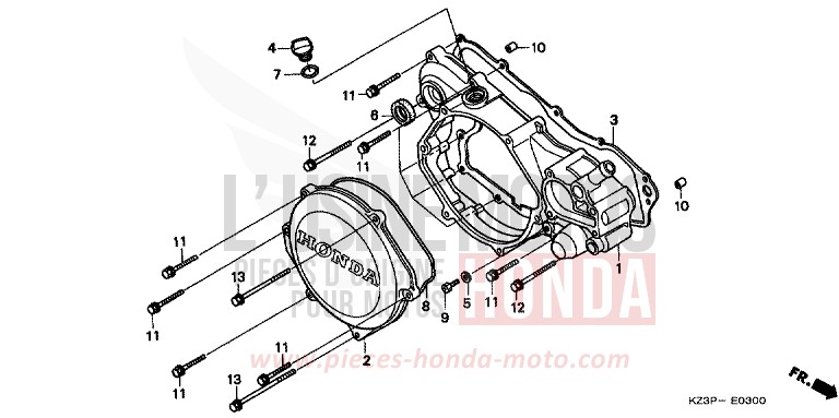 KURBELGEHAEUSEABDECKUNG von CR250R NEUCLEAR RED (R177) von 1999