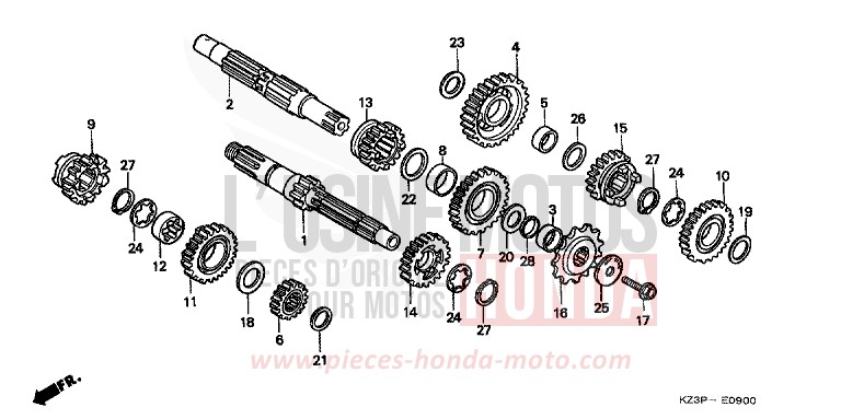 GETRIEBE von CR250R NEUCLEAR RED (R177) von 1999