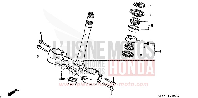 LENKSCHAFT von CR250R NEUCLEAR RED (R177) von 1999