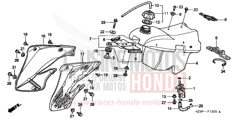 KRAFTSTOFFTANK von CR250R NEUCLEAR RED (R177) von 1999