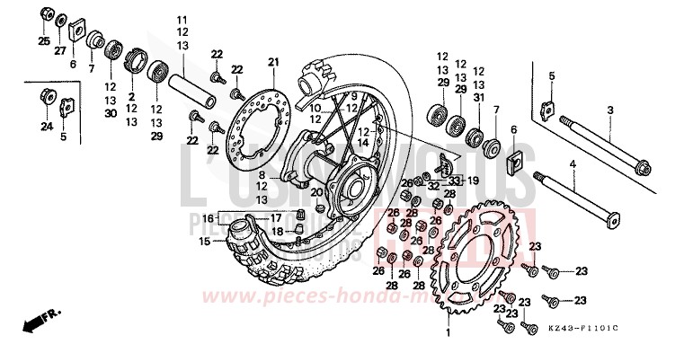 HINTERRAD (2) von CR125R NEUCLEAR RED (R177) von 1997