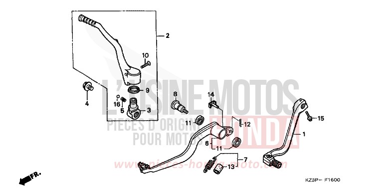 PEDAL von CR250R NEUCLEAR RED (R177) von 1999