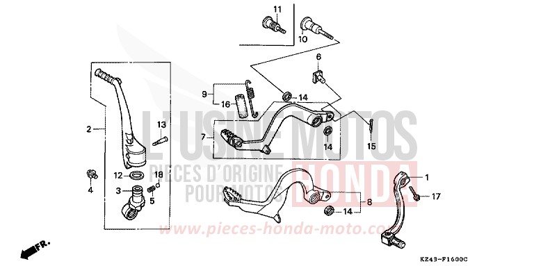 PEDAL/KICKSTARTER-ARM von CR125R NEUCLEAR RED (R177) von 1997