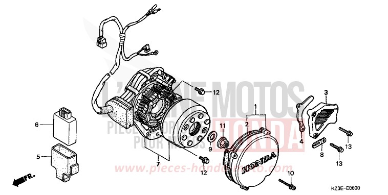 KURBELGEHAEUSEDECKEL, L. von CR250R EXPLOSION RED (R254) von 2000