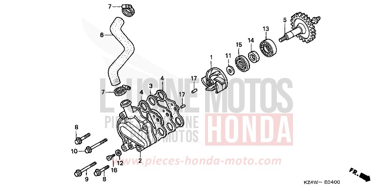 WASSERPUMPE von CR125R NEUCLEAR RED (R177) von 1998