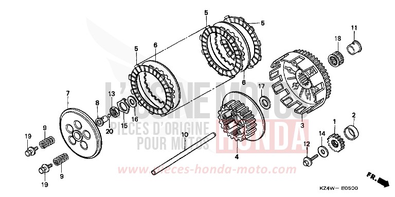 KUPPLUNG von CR125R NEUCLEAR RED (R177) von 1998