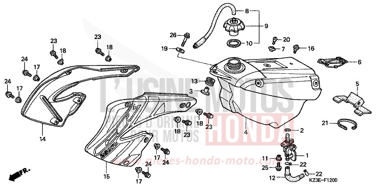 KRAFTSTOFFTANK von CR250R EXPLOSION RED (R254) von 2000