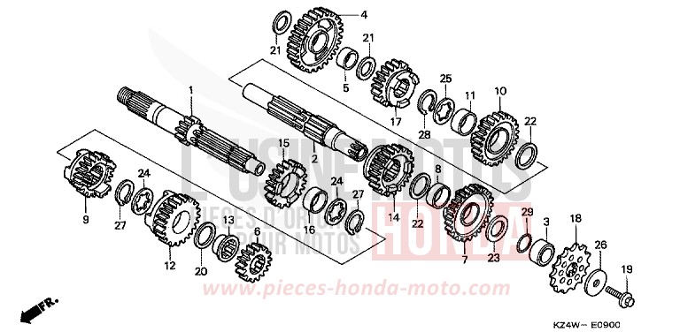 GETRIEBE von CR125R NEUCLEAR RED (R177) von 1998