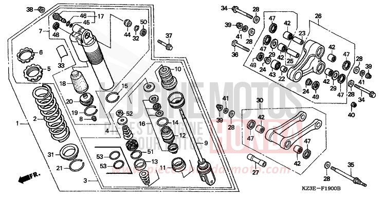 KISSEN, HINTEN von CR250R EXPLOSION RED (R254) von 2000