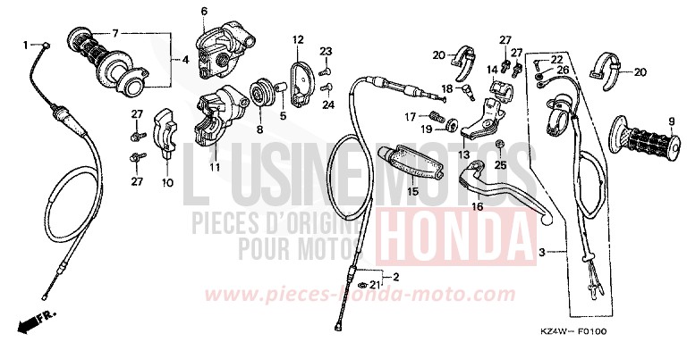 HEBELGRIFF/SCHALTER KABEL von CR125R NEUCLEAR RED (R177) von 1998