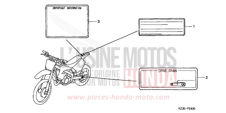 WARNETIKETT von CR250R EXPLOSION RED (R254) von 2000
