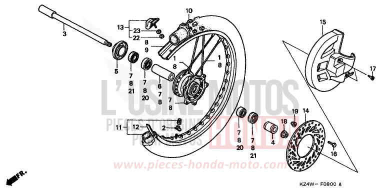 VORDERRAD von CR125R NEUCLEAR RED (R177) von 1998