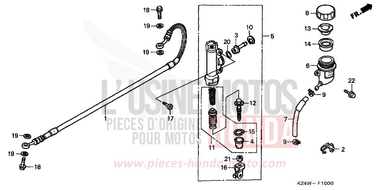 HAUPTBREMSE, HINTEN ZYLINDER von CR125R NEUCLEAR RED (R177) von 1998