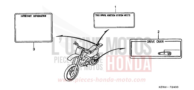 WARNETIKETT von CR125R NEUCLEAR RED (R177) von 1998