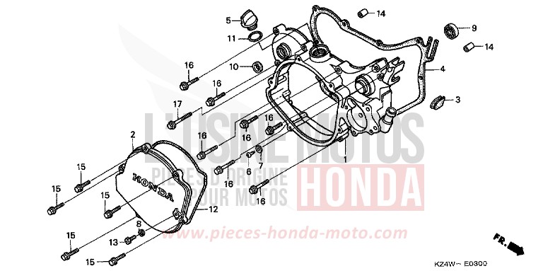 KURBELGEHAEUSEABDECKUNG von CR125R NEUCLEAR RED (R177) von 1999