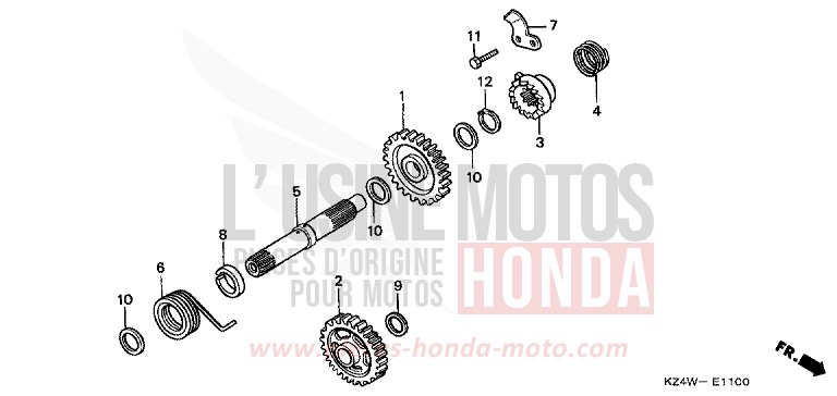 KICKSTARTERSPINDEL von CR125R NEUCLEAR RED (R177) von 1999