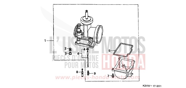 ZUSAETZLICHER VERGASER BAUTEILESATZ von CR125R NEUCLEAR RED (R177) von 1999