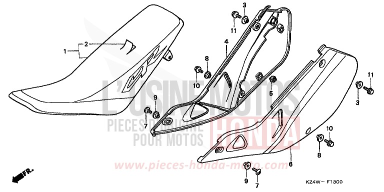SITZ/SEITENABDECKUNG von CR125R NEUCLEAR RED (R177) von 1999