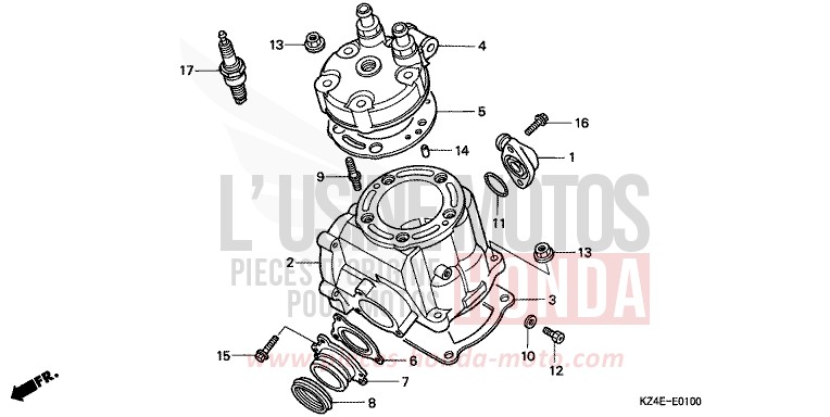ZYLINDER/ZYLINDERKOPF von CR125R EXPLOSION RED (R254) von 2000