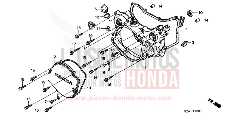 KURBELGEHAEUSEABDECKUNG von CR125R EXPLOSION RED (R254) von 2000