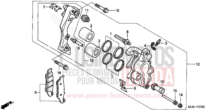 VORDERRAD-BREMSSATTEL von CR125R EXPLOSION RED (R254) von 2000
