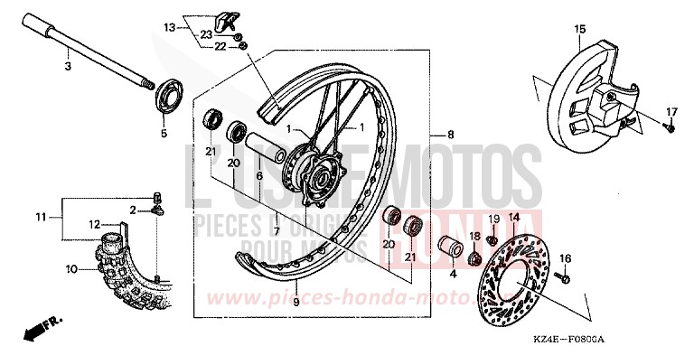 VORDERRAD von CR125R EXPLOSION RED (R254) von 2000