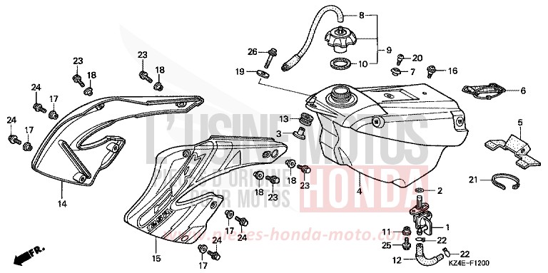 KRAFTSTOFFTANK von CR125R EXPLOSION RED (R254) von 2000
