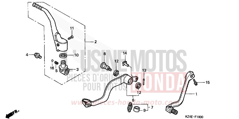 PEDAL/KICKSTARTER-ARM von CR125R EXPLOSION RED (R254) von 2000