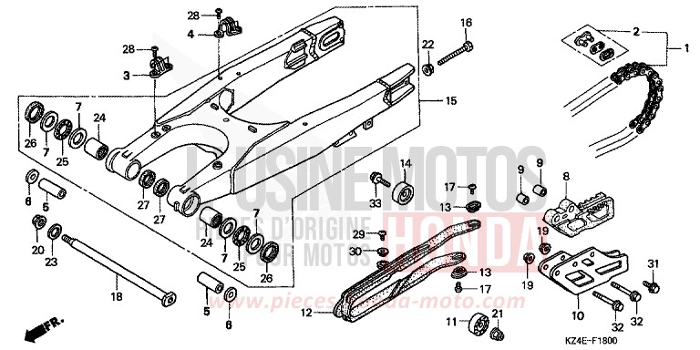SCHWINGE von CR125R EXPLOSION RED (R254) von 2000