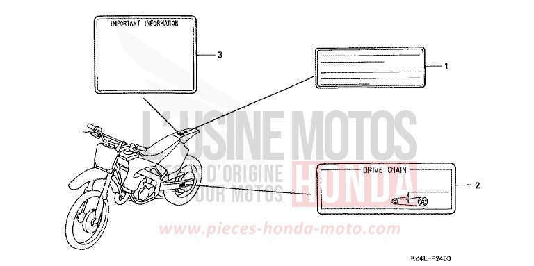 WARNETIKETT von CR125R EXPLOSION RED (R254) von 2000