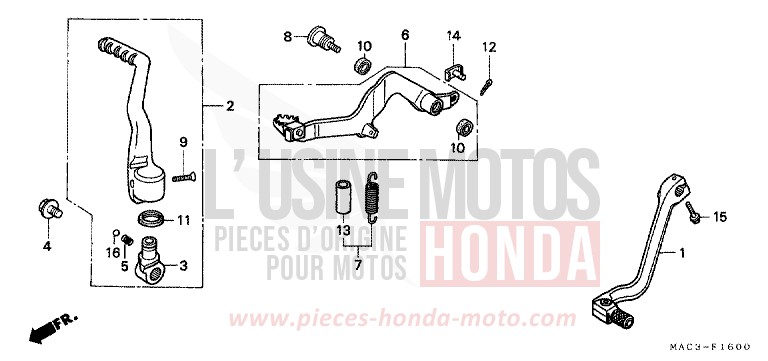 SCHALTPEDAL/BREMSPEDAL/KICKSTARTER-ARM von CR500R EXPLOSION RED (R254) von 2001