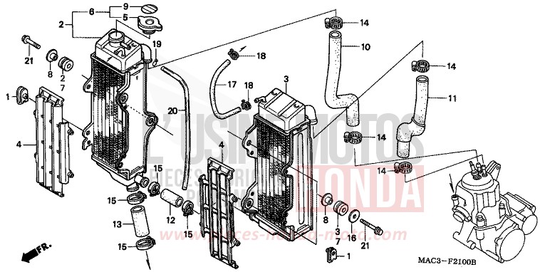 KUEHLER von CR500R EXPLOSION RED (R254) von 2001