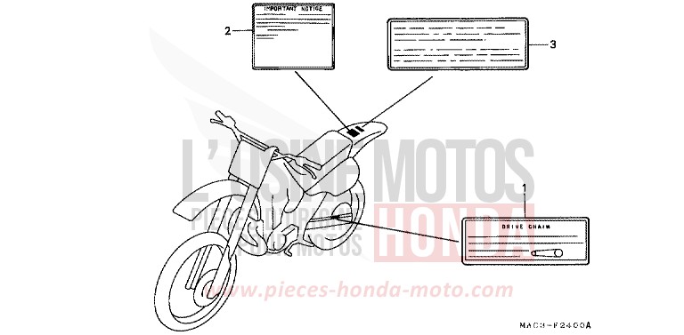 WARNETIKETT von CR500R EXPLOSION RED (R254) von 2001