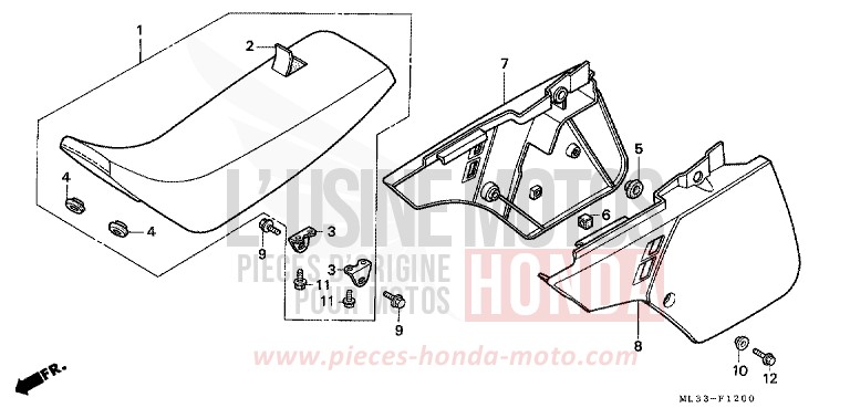 SITZ/SEITENABDECKUNG (CR500RL) von CR500R FLASH RED (R119) von 1990
