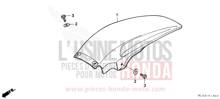 KOTFLUEGEL, HINTEN (CR500RL) von CR500R FLASH RED (R119) von 1990