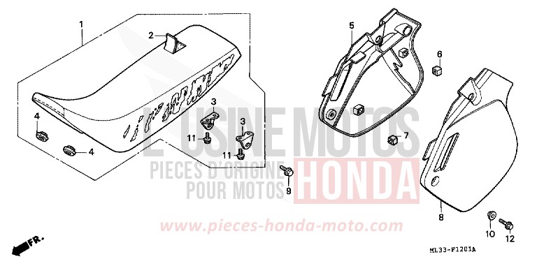 SITZ/SEITENABDECKUNG (CR500RM-) von CR500R FLASH RED (R119) von 1991