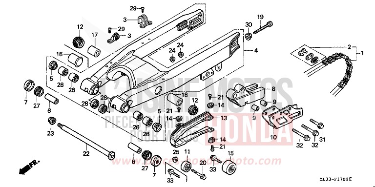 SCHWINGE von CR500R NEUCLEAR RED (R177) von 1992