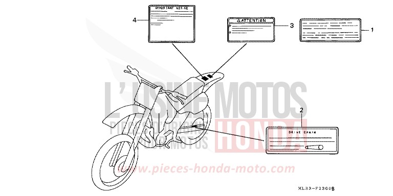 WARNETIKETT von CR500R NEUCLEAR RED (R177) von 1992