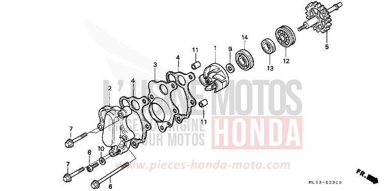 WASSERPUMPE von CR500R NEUCLEAR RED (R177) von 1993