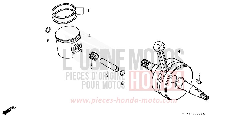 KURBELWELLE/KOLBEN von CR500R NEUCLEAR RED (R177) von 1994