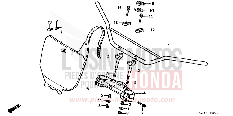ROHRGRIFF/OBERE BRUECKE von CR500R NEUCLEAR RED (R177) von 1998