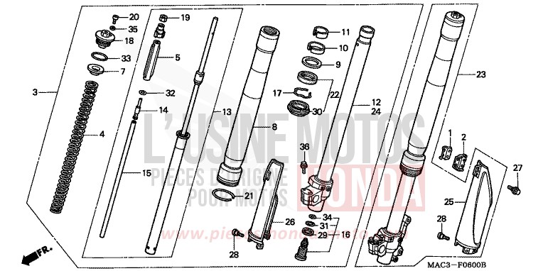 GABEL, VORNE von CR500R NEUCLEAR RED (R177) von 1998