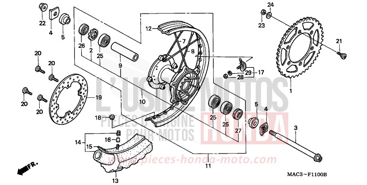 HINTERRAD von CR500R NEUCLEAR RED (R177) von 1999