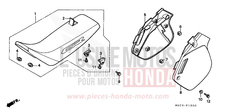 SITZ/SEITENABDECKUNG von CR500R NEUCLEAR RED (R177) von 1999