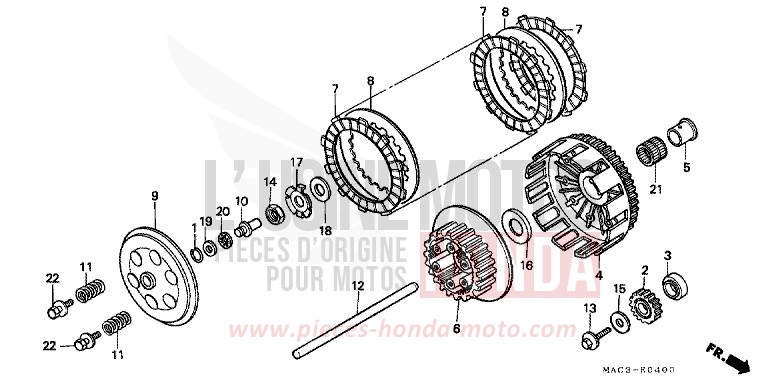 KUPPLUNG von CR500R EXPLOSION RED (R254) von 2000