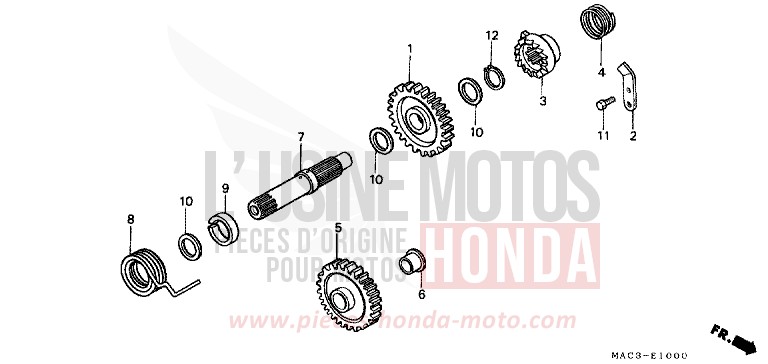 KICKSTARTERSPINDEL von CR500R EXPLOSION RED (R254) von 2000