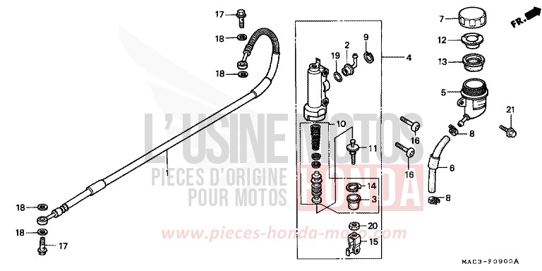 HAUPTBREMSE, HINTEN ZYLINDER von CR500R EXPLOSION RED (R254) von 2000