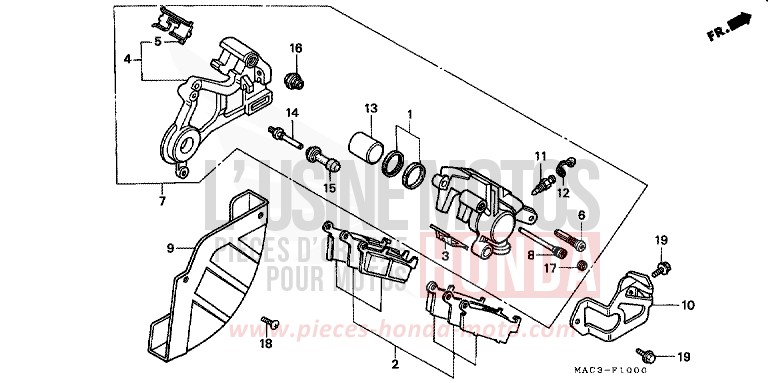 HINTERRAD-BREMSSATTEL von CR500R EXPLOSION RED (R254) von 2000